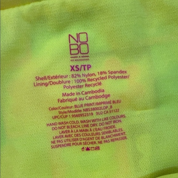 No Boundaries 2 Piece Bikini, Hot Pink top, Floral Neon High Leg Bottoms, Sz XS - Picture 6 of 10